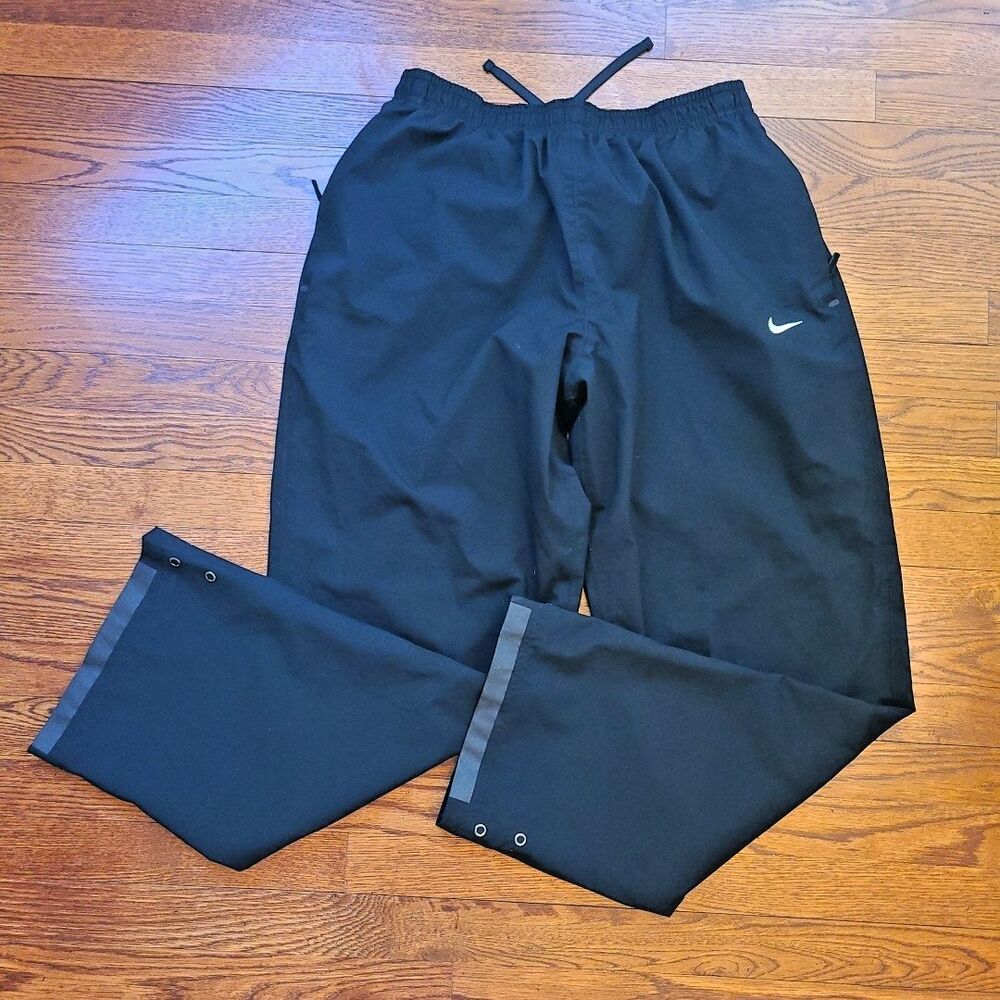 Nike Storm Fit Track Pants Windbreaker Men XL Pants Black Ankle Snap Zippers